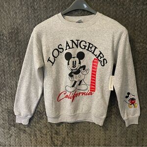 Mickey Mouse Womens Sweatshirt Fleece Los Angeles California Logo Gray Size XS